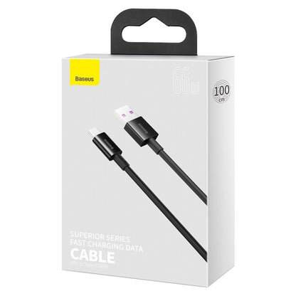 Kabel do ładowania i transmisji danych USB-A - USB-C Baseus Superior Series, 66 W, 1 m, czarny CATYS-01