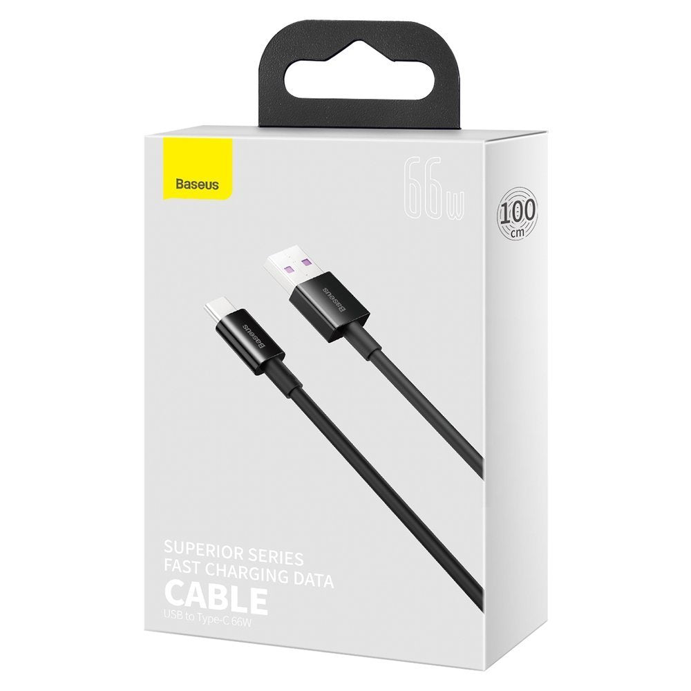 Kabel USB-A do USB-C Baseus Superior do transmisji danych i ładowania, 66 W, 2 m, czarny CATYS-A01