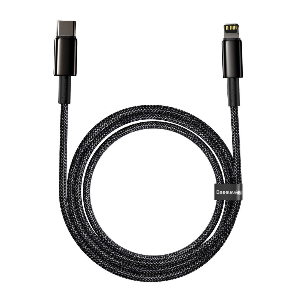 Kabel do ładowania i transmisji danych USB-C - Lightning Baseus Tungsten Tungsten Gold, 20 W, 2 m, czarny CATLWWJ-A01