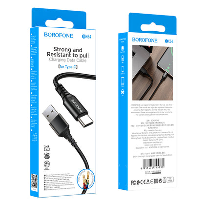 Kabel do ładowania i transmisji danych z USB-A na USB-C Borofone BX54 Ultra jasny, 18 W, 1 m, czarny