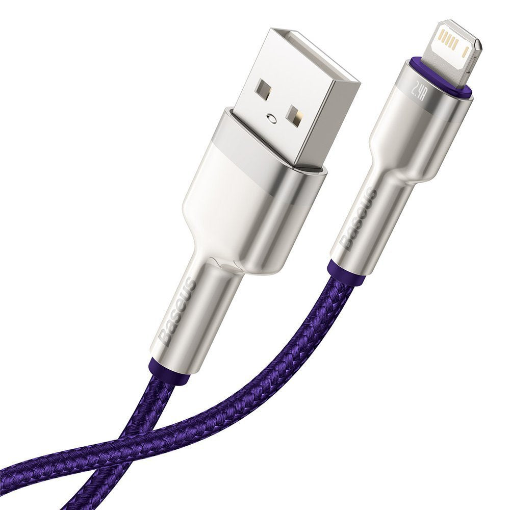 Kabel do danych i ładowania USB-A - Lightning Baseus Cafule Metal Series, 18W, 2m, Fioletowy CALJK-B05