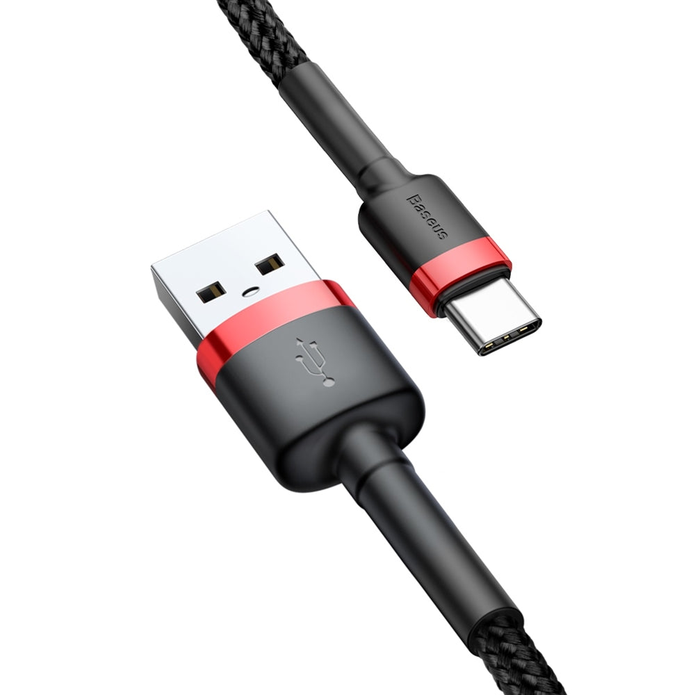 Kabel do transmisji danych i ładowania USB-A - USB-C Baseus Cafule, 60 W, 0,5 m, czerwony CATKLF-A91