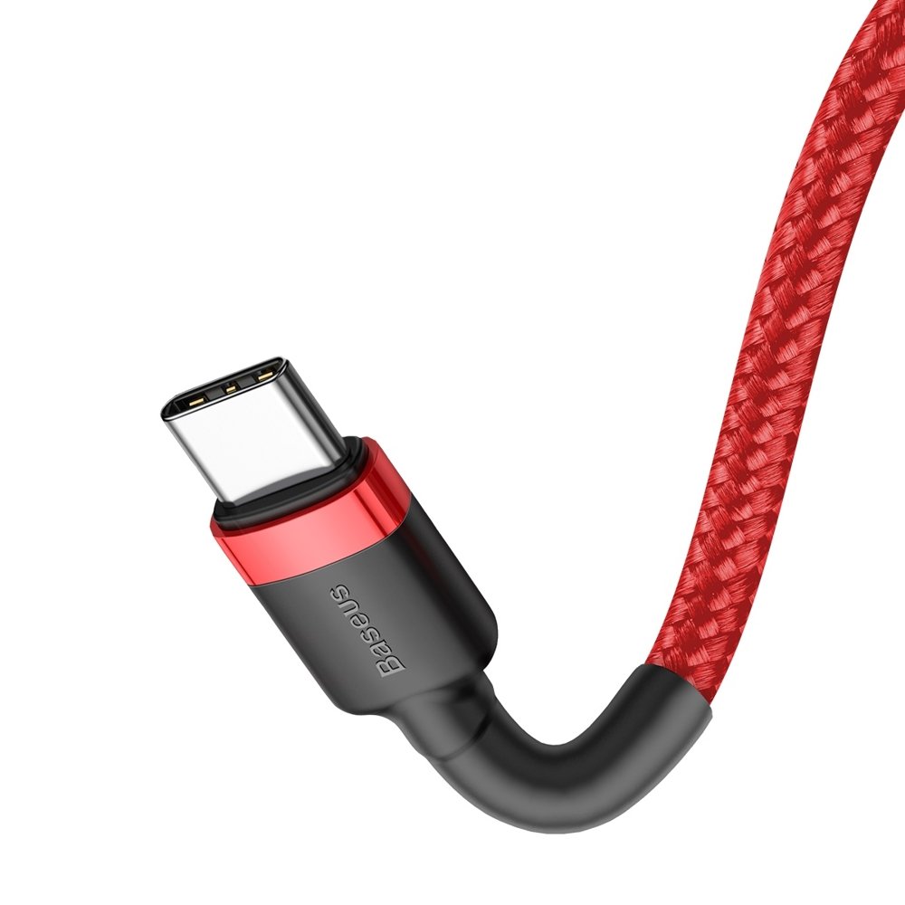 Kabel USB-C do ładowania i transmisji danych - USB-C Baseus Cafule, 60 W, 2 m, czerwony CATKLF-H09