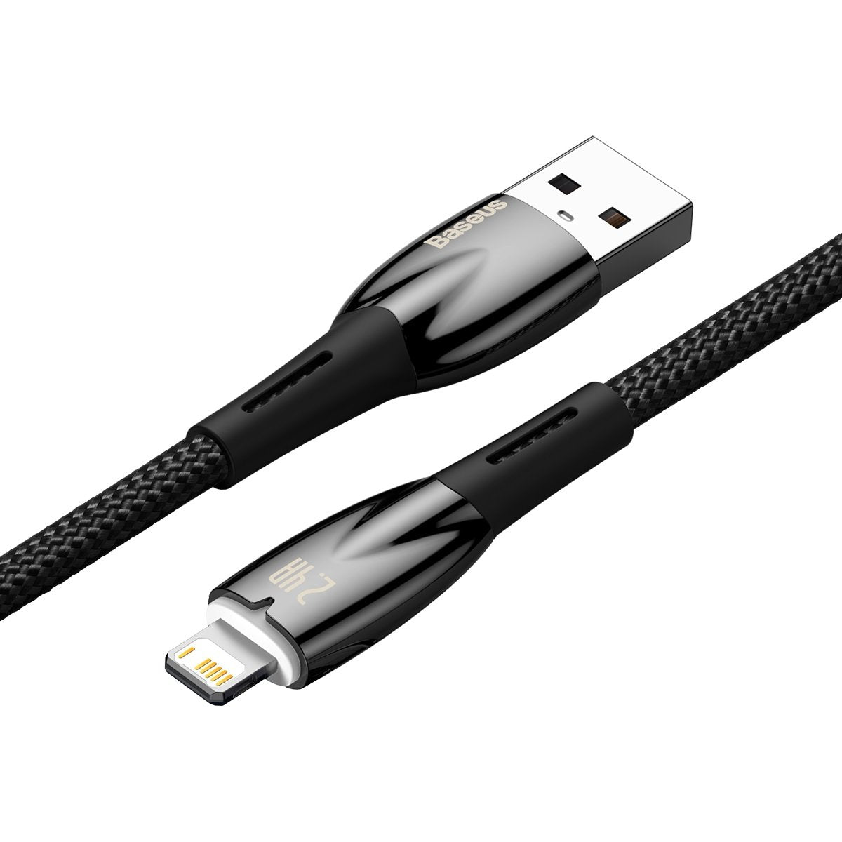 Kabel Baseus Glimmer Series USB-A - Lightning do ładowania i transmisji danych, 20 W, 2 m, czarny 