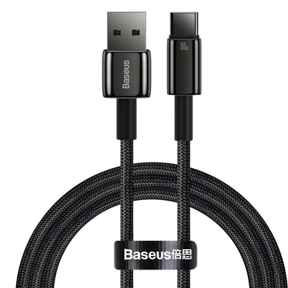 Kabel do ładowania i transmisji danych USB-A - USB-C Baseus Tungsten Tungsten Gold, 100 W, 1 m, czarny CAWJ000001 