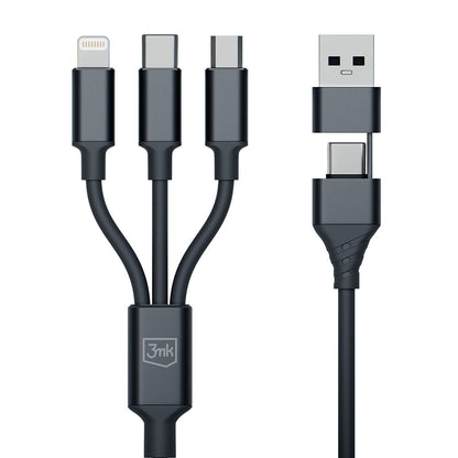 Kabel ładujący USB-A / USB-C - Lightning / microUSB / USB-C 3MK Hyper 3w1, 12 W, 1,5 m, czarny 