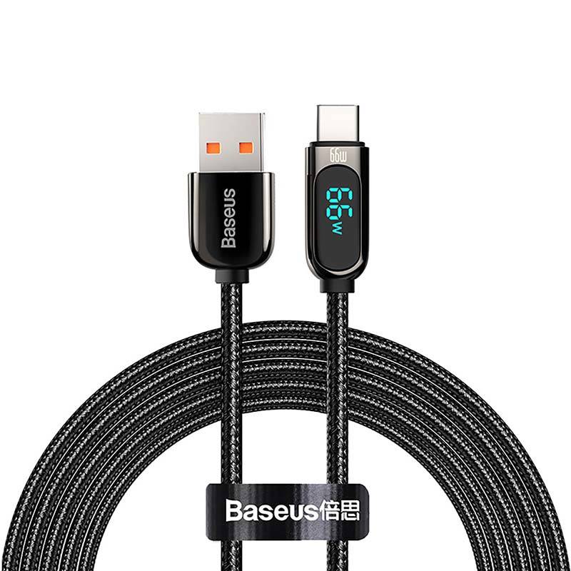 Kabel do transmisji danych i ładowania USB-A - USB-C Baseus Display Fast Charging, 66 W, 1 m, czarny CASX020001 CASX020001 