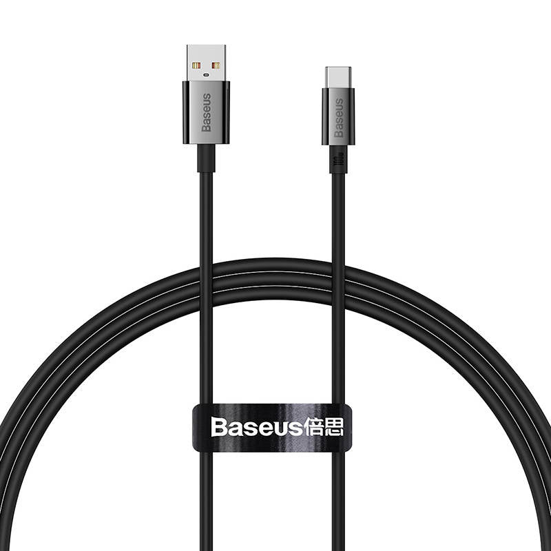 Kabel do ładowania i transmisji danych Baseus Superior Series USB-A do USB-C, 100 W, 1 m, czarny 