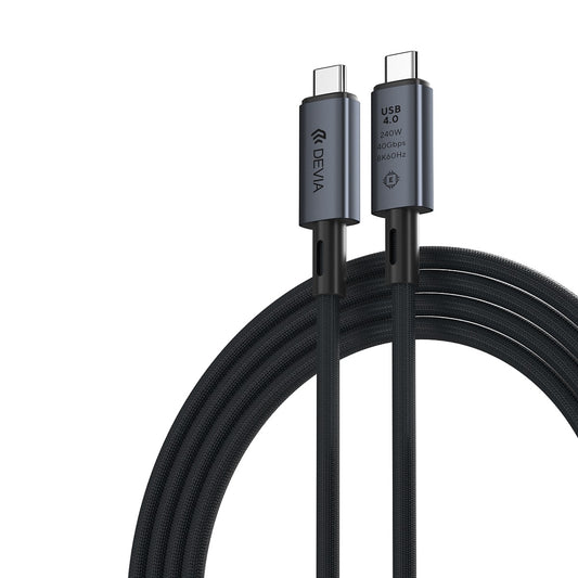Kabel do przesyłu danych i ładowania USB-C - USB-C DEVIA EC641, 240W, 1m, Czarny