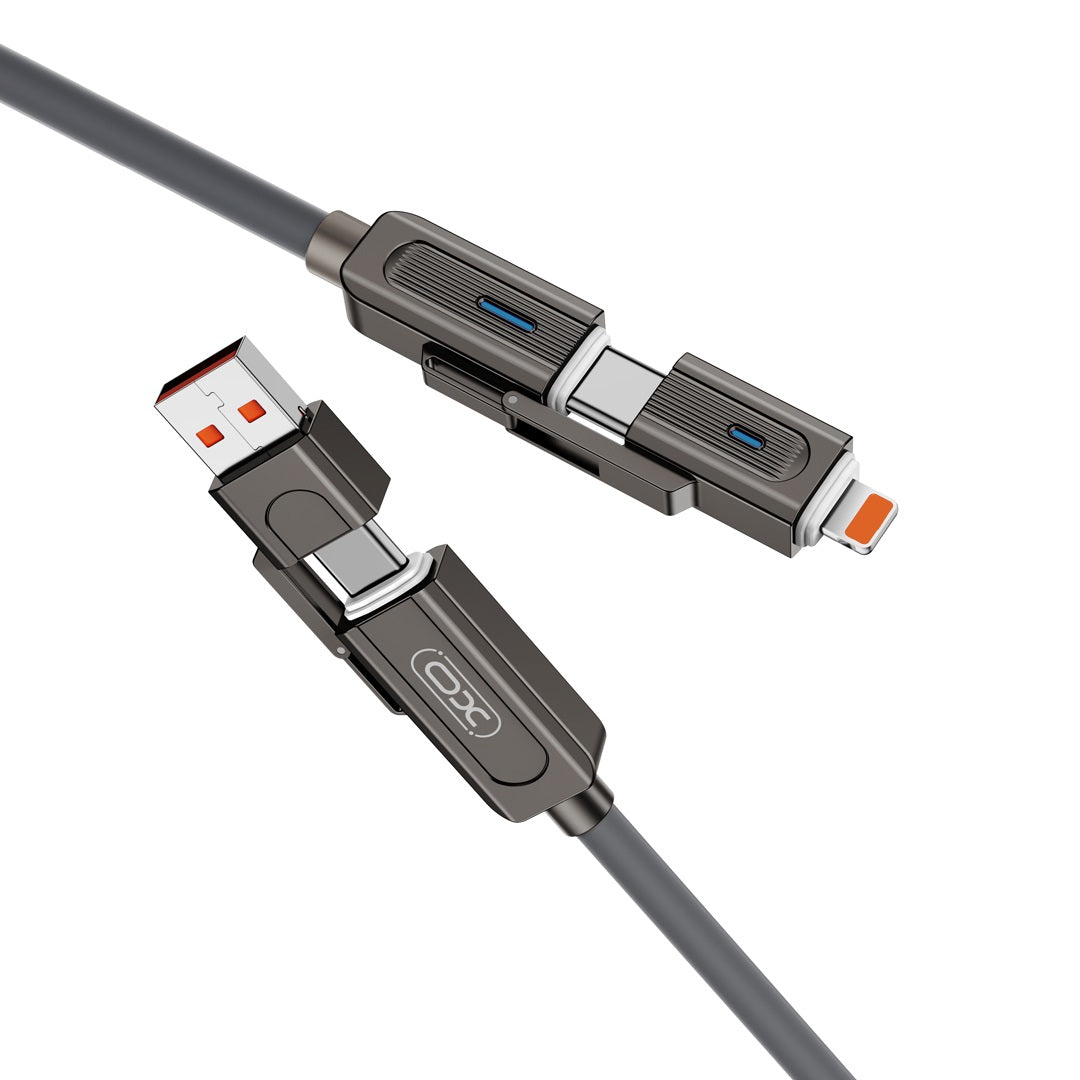 Kabel do ładowania i transmisji danych USB-C / USB-A - USB-C / Lightning XO Design NB275 2w1, 60 W, 1 m, czarny 