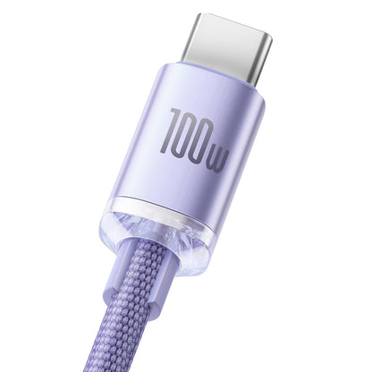 Kabel do ładowania i transmisji danych z USB-A na USB-C Baseus Crystal Shine Series, 100 W, 1,2 m, fioletowy CAJY000405 