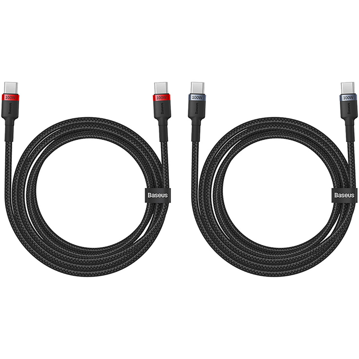 Kabel USB-C do ładowania i transmisji danych - USB-C Baseus Cafule, 100 W, 2 m, czerwony, zestaw 2 sztuk