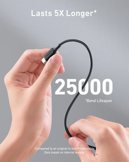 Kabel USB-C do ładowania i transmisji danych - USB-C Anker 543, 100 W, 1,8 m, czarny A80E2G11 