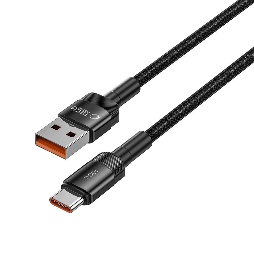 Kabel USB-A do USB-C Tech-Protect Ultraboost EVO do ładowania i transmisji danych, 100 W, 0,25 m, czarny 