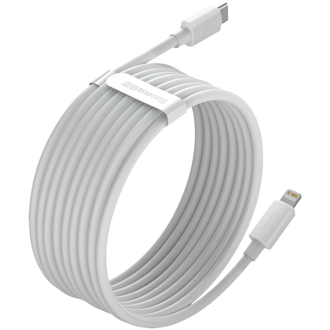 Baseus Simple Wisdom USB-C - Lightning Kabel do ładowania i transmisji danych Simple Wisdom, 20 W, 1,5 m, zestaw 2 sztuk, biały 