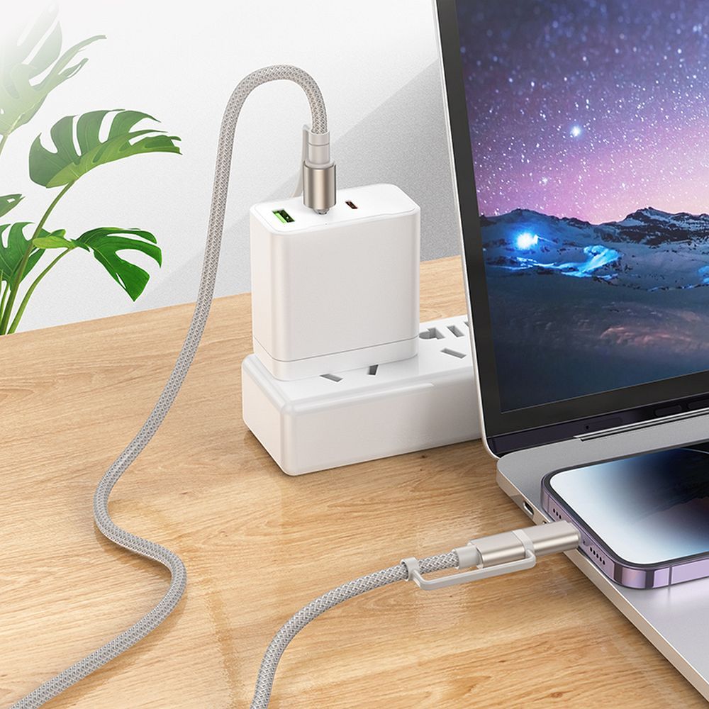 USB-C / Lightning Data and Charging Cable - USB-C / LED HOCO U138, 60W, 1.2m, Gray