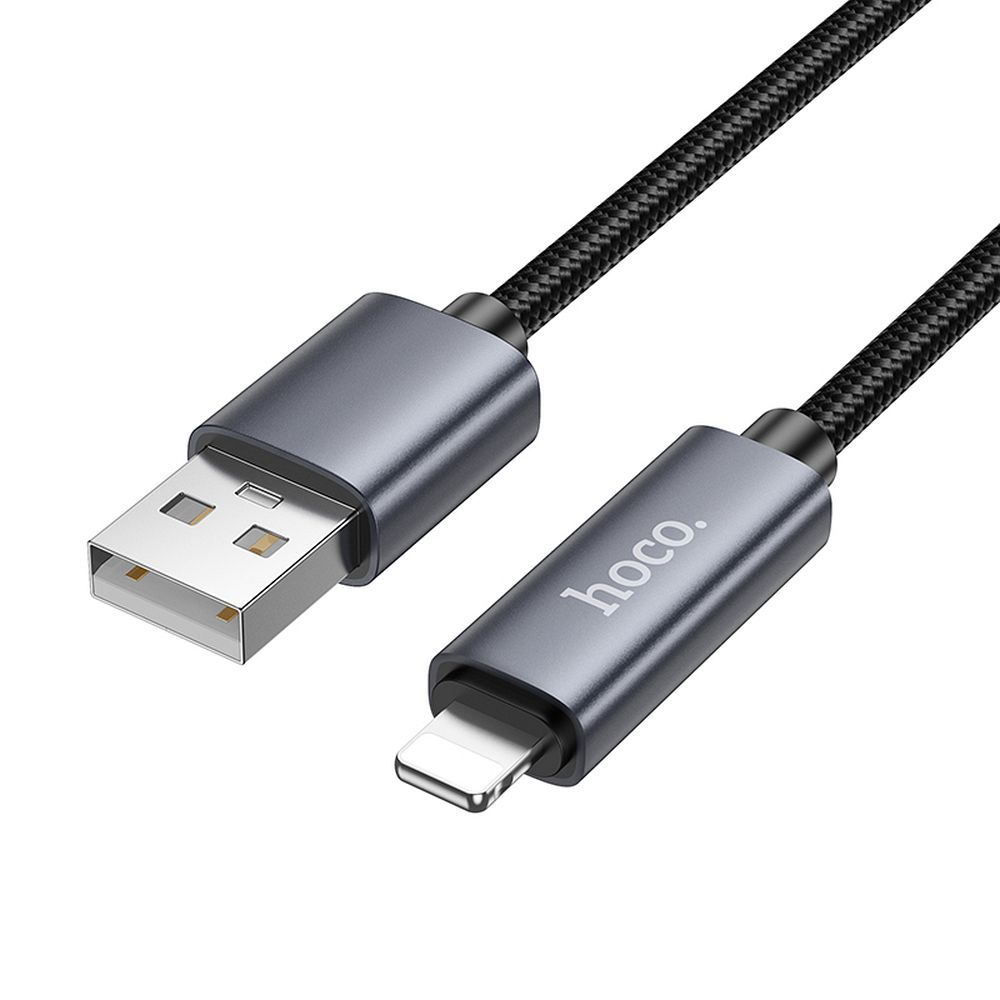 Kabel do danych i ładowania USB-A - Lightning HOCO Display X112, 18W, 1m, Czarny