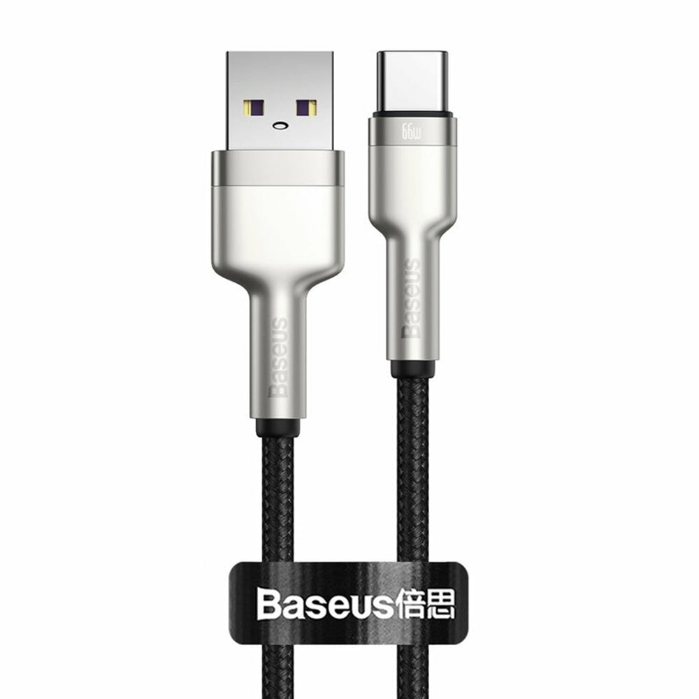 Kabel do danych i ładowania USB-A - USB-C Baseus Cafule Metal Series, 66W, 2m, Czarny CAKF000201