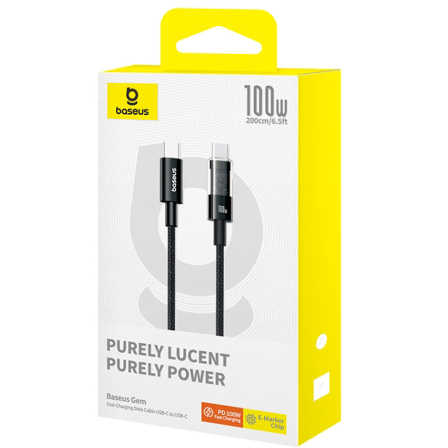 Kabel USB-C - USB-C Baseus Gem do danych i ładowania, 100W, 2m, Czarny P10373000111-01