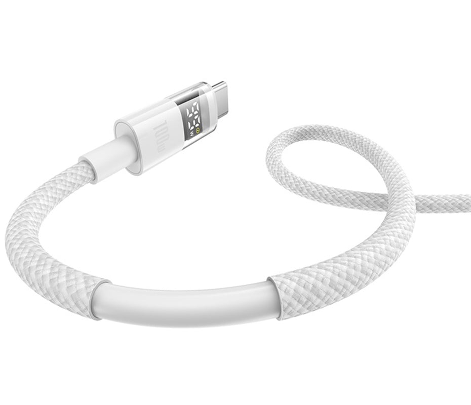 Kabel do danych i ładowania USB-A - USB-C Baseus Display 2, 100W, 1m, Biały P10382701211-00