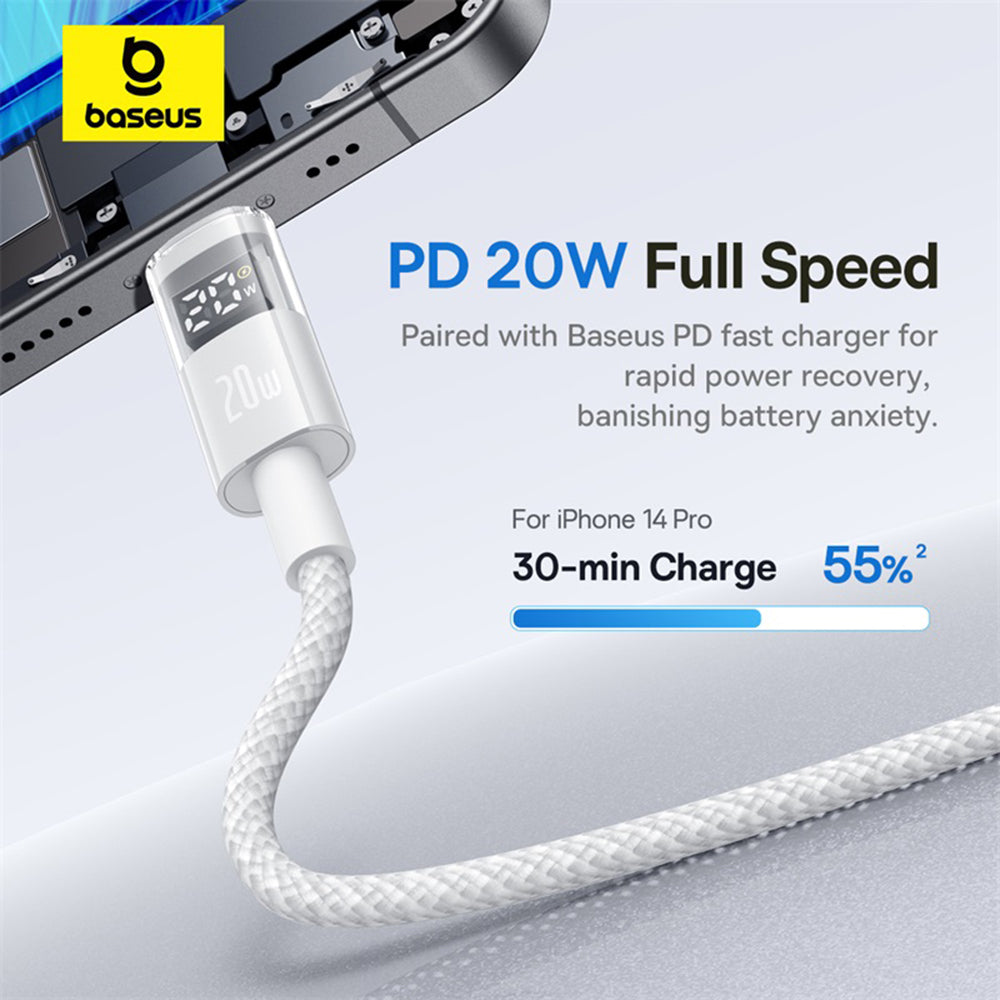 Kabel do danych i ładowania USB-C - Lightning Baseus Display 2, 20W, 1m, Biały P10382703211-00