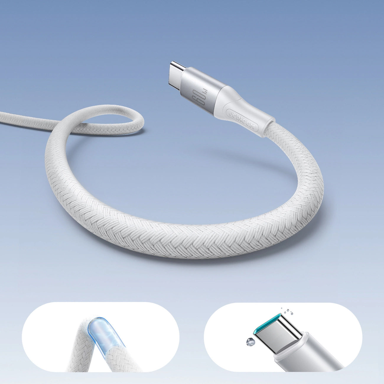 Kabel do danych i ładowania USB-C - USB-C Joyroom S-A28 Flash, 60W, 2m, Biały