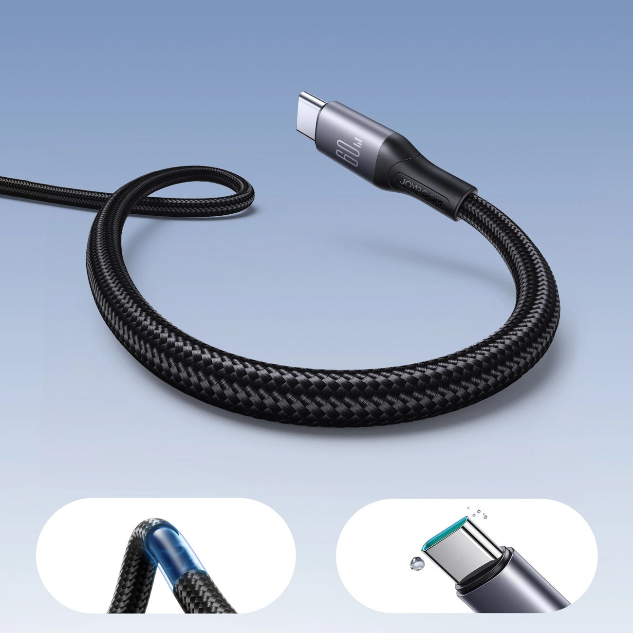 Kabel do danych i ładowania USB-C - USB-C Joyroom S-A28 Flash, 60W, 1m, Czarny