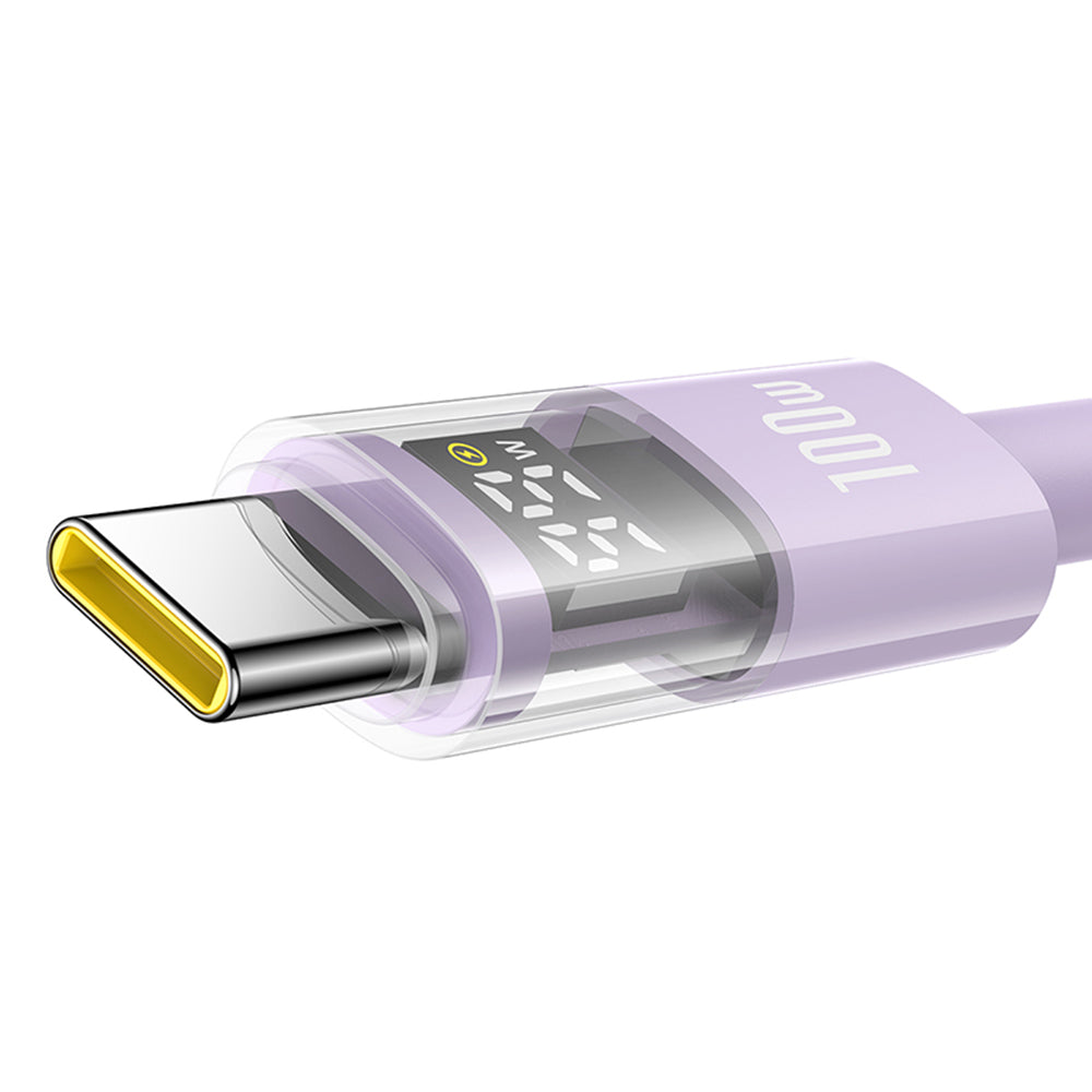 Kabel do danych i ładowania USB-C - USB-C Baseus Display 2, 100W, 1m, Fioletowy P10382702511-00
