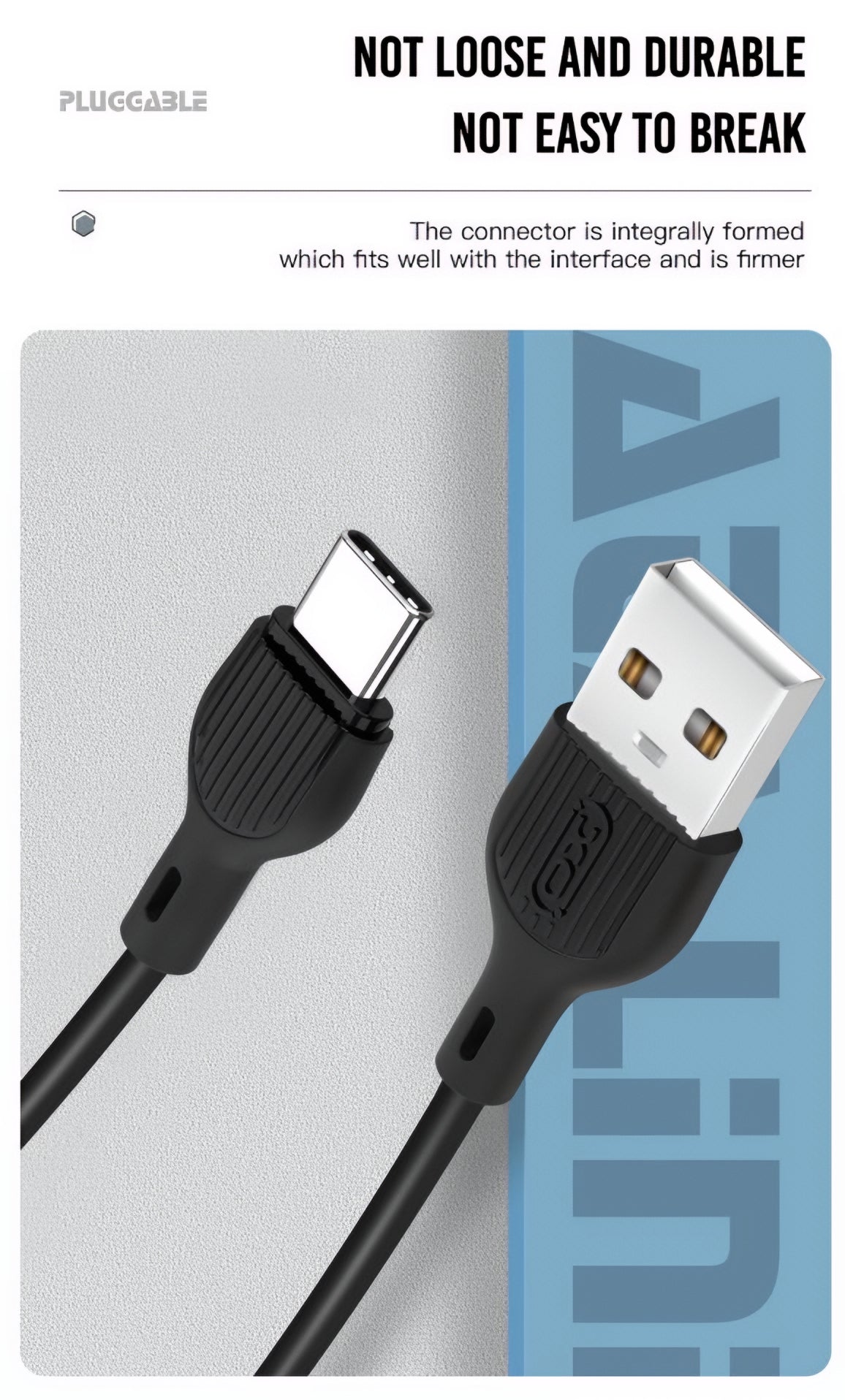 Kabel do danych i ładowania USB-A - USB-C XO Design NB200, 10W, 1m, Czarny