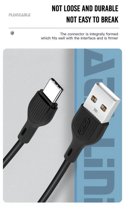 Kabel do danych i ładowania USB-A - USB-C XO Design NB200, 10W, 1m, Czarny