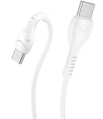 Kabel do danych i ładowania USB-C - USB-C HOCO X37, 60W, 1m, Biały