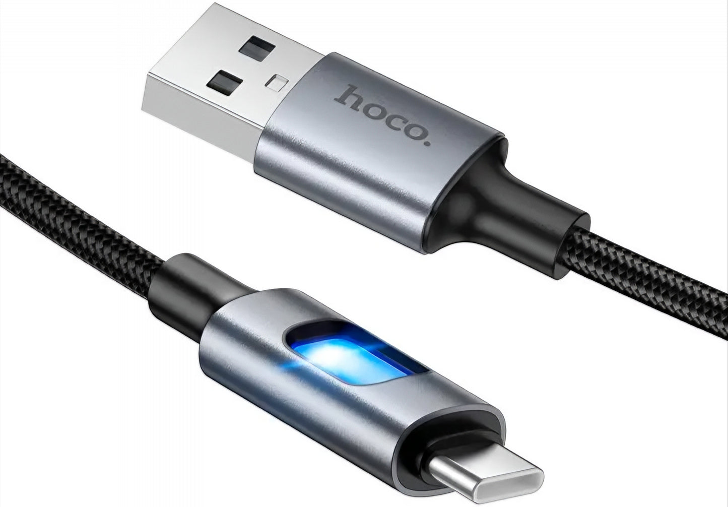 Kabel do danych i ładowania USB-A - USB-C HOCO U144 Led, 18W, 1.2m, Czarny