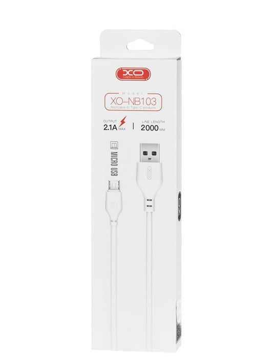 Kabel do danych i ładowania USB-A - microUSB XO Design NB103, 18W, 2m, Biały