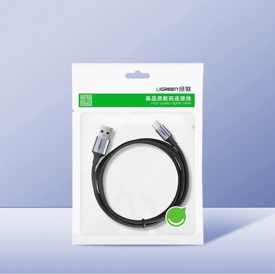 Kabel do danych i ładowania USB-A - USB-C UGREEN US288, 18W, 1.5m, Czarny