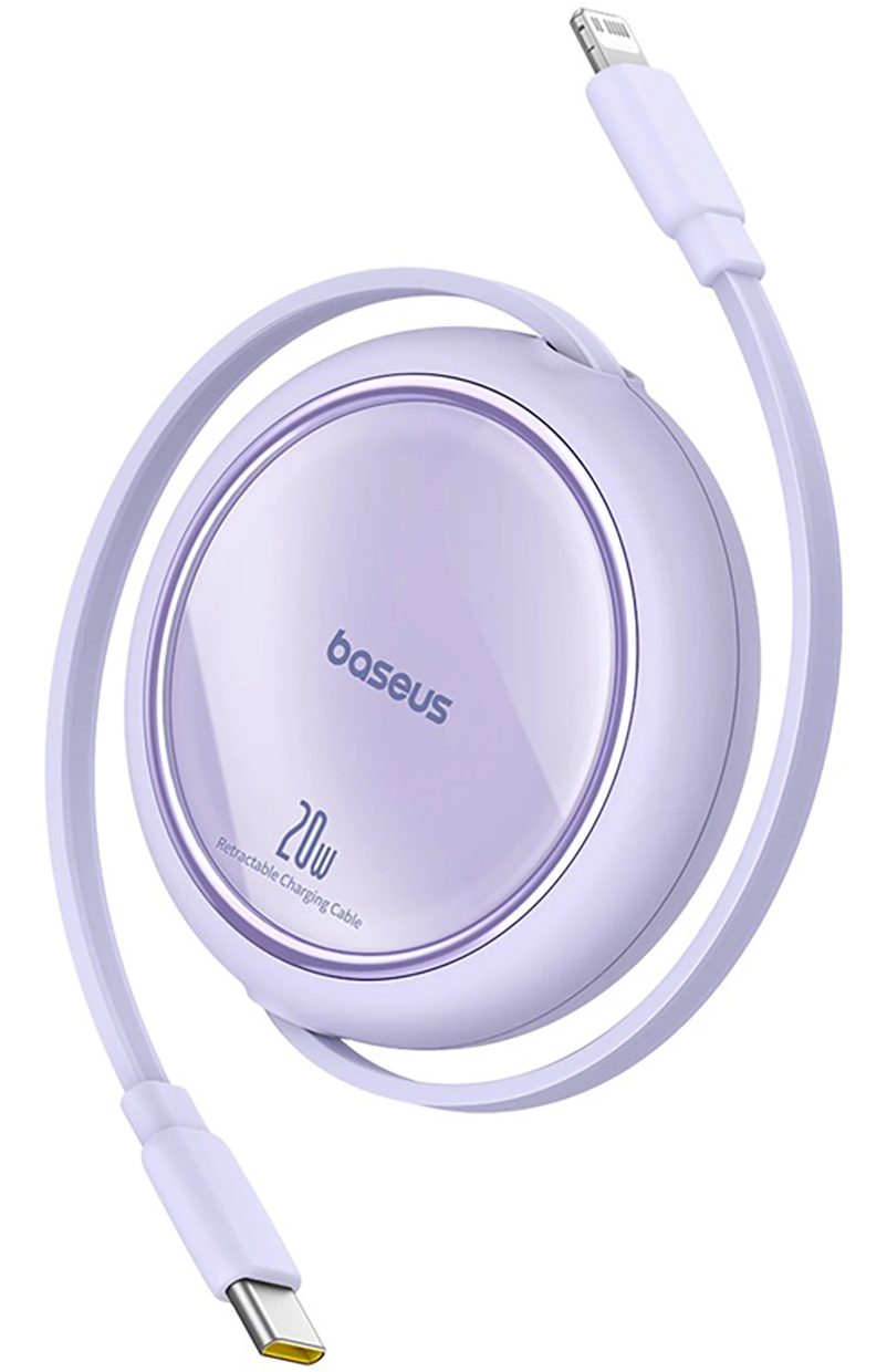 Kabel do przesyłu danych i ładowania USB-C - Lightning Baseus Free2Pull Mini Retractable, 20W, Fioletowy P10364501511-00