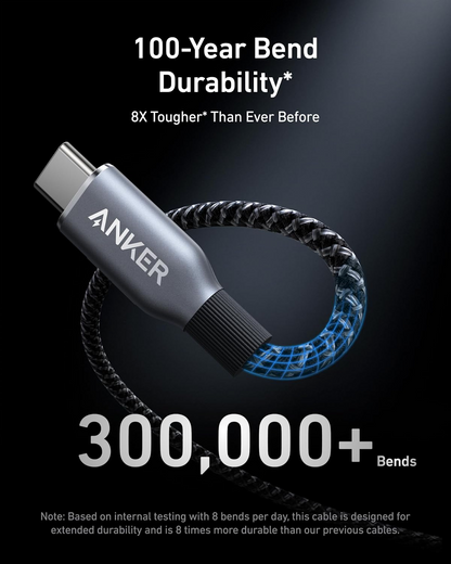 Kabel do przesyłania danych i ładowania USB-C – USB-C Anker Prime, 240 W, 0,9 m, czarny A88E2011