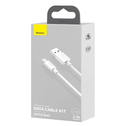 Kabel do transmisji danych i ładowania USB-A - Lightning Baseus Simple Wisdom, 18 W, 1,5 m, zestaw 2 sztuk, biały TZCALZJ-02