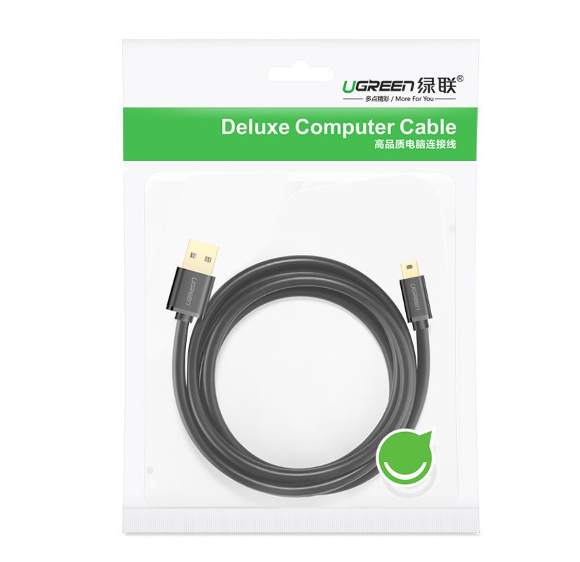 Kabel do danych i ładowania USB-A - miniUSB UGREEN US132, 2m, Czarny