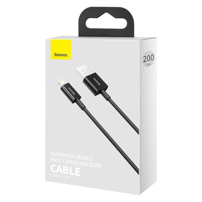 Kabel do ładowania i transmisji danych USB-A - Lightning Baseus Superior Series, 20W, 2m, czarny CALYS-C01