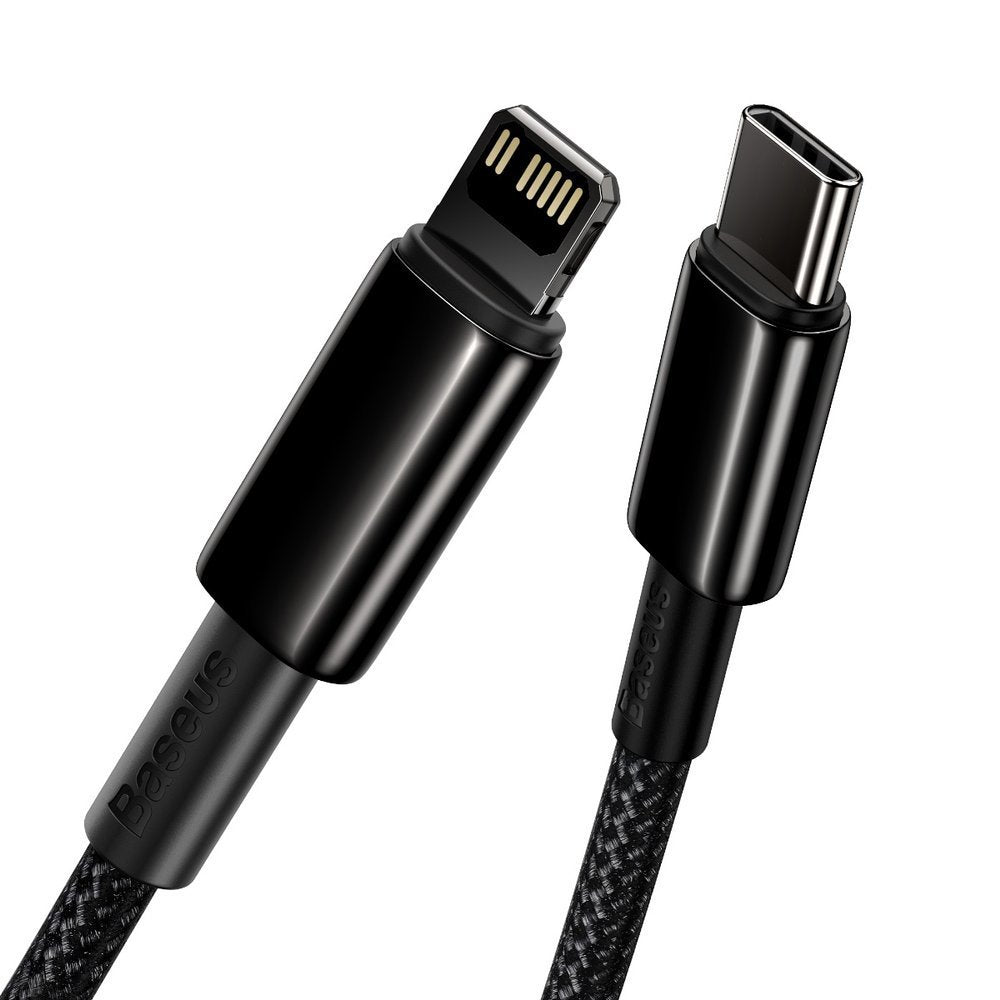 Kabel do ładowania i transmisji danych USB-C - Lightning Baseus Tungsten Tungsten Gold, 20 W, 2 m, czarny CATLWWJ-A01