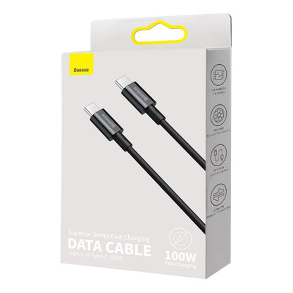 Kabel USB-C do ładowania i transmisji danych - USB-C Baseus Superior Series, 100W, 1m, czarny CATYS-B01