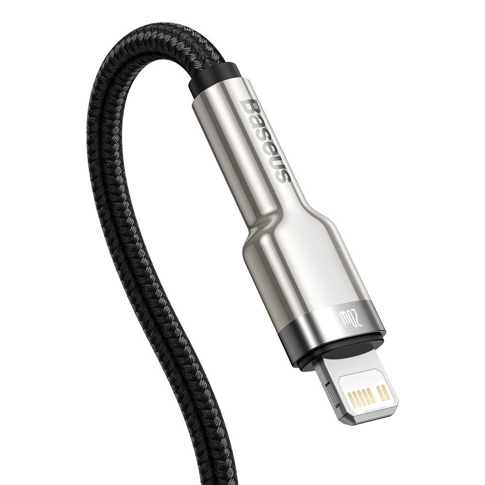 Kabel do danych i ładowania USB-C - Lightning Baseus Cafule Metal Series, 20W, 2m, Czarny CATLJK-B01