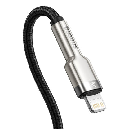 Kabel do danych i ładowania USB-C - Lightning Baseus Cafule Metal Series, 20W, 2m, Czarny CATLJK-B01
