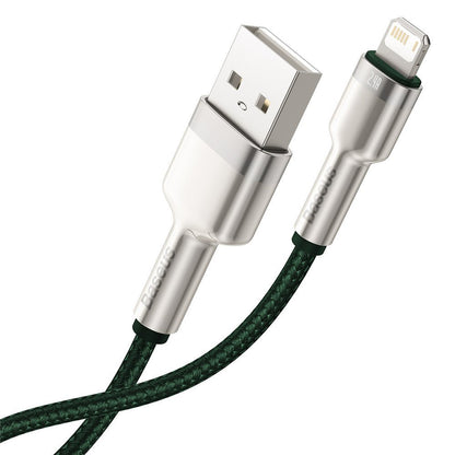 Kabel do danych i ładowania USB-A - Lightning Baseus Cafule Metal Series, 18W, 1m, Zielony CALJK-A06