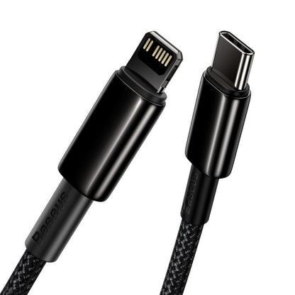 Kabel do ładowania i transmisji danych USB-C - Lightning Baseus Tungsten Tungsten Gold, 20 W, 1 m, czarny CATLWJ-01 CATLWJ-01