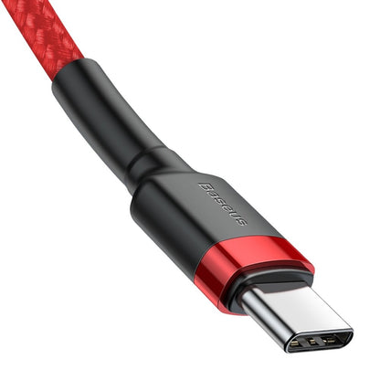 Kabel USB-C do ładowania i transmisji danych - USB-C Baseus Cafule, 60 W, 2 m, czerwony CATKLF-H09