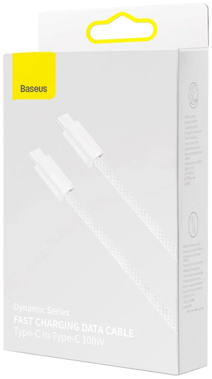 Kabel USB-C do ładowania i transmisji danych - USB-C Baseus Dynamic Series, 100W, 1m, biały CALD000202 