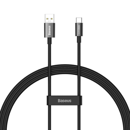 Kabel do ładowania i transmisji danych Baseus Superior Series USB-A do USB-C, 65 W, 1 m, czarny 