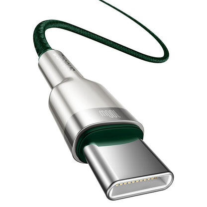 Kabel USB-C do ładowania i transmisji danych - USB-C Baseus Cafule Metal Series, 100 W, 2 m, zielony CATJK-D06