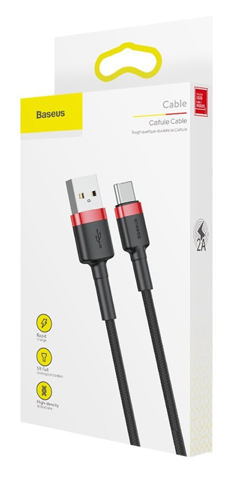 Kabel do ładowania i transmisji danych z USB-A na USB-C Baseus Cafule, 18 W, 0,5 m, czerwony CATKLF-D91 